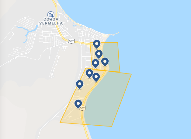 Mapa de hospedagem em Porto Seguro