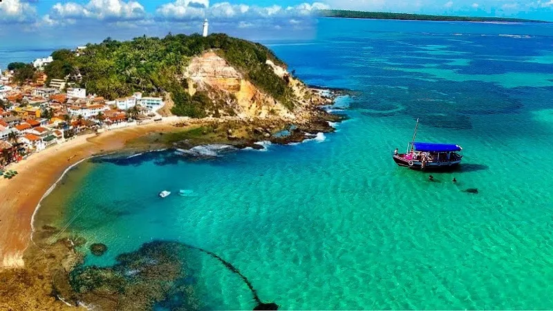 Vista aérea de praia de Morro de São Paulo